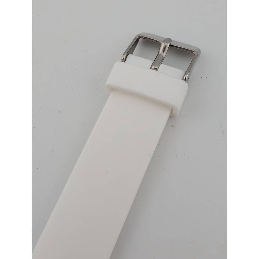 Pulsometer Unisex Watch 38mm Silver Case White Silicone Band- New Battery - Picture 5 of 9